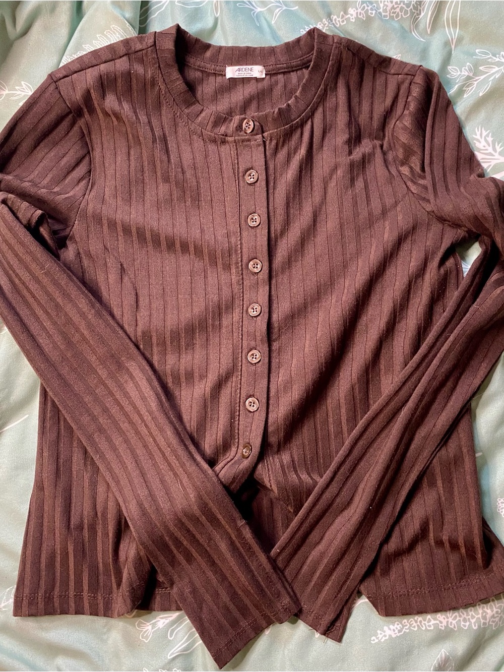 Ardene Chocolate Brown Ribbed Button Cardigan